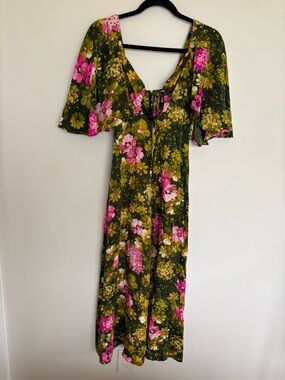 Mad whirl 1970s vintage long floral flowy dress small